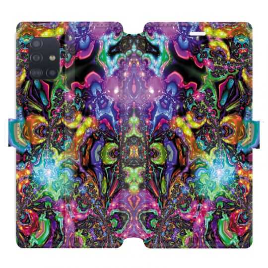 Housse cuir portefeuille pour Samsung Galaxy A51 Psychedelic colore