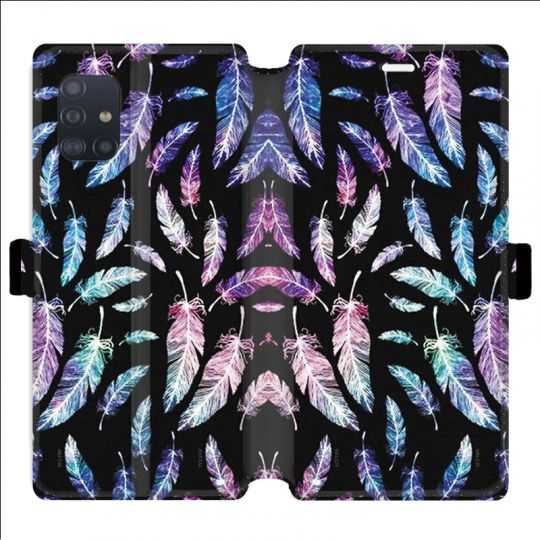Housse cuir portefeuille pour Samsung Galaxy A51 Psychedelic Plume