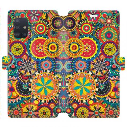 Housse cuir portefeuille pour Samsung Galaxy A51 Psychedelic Roue