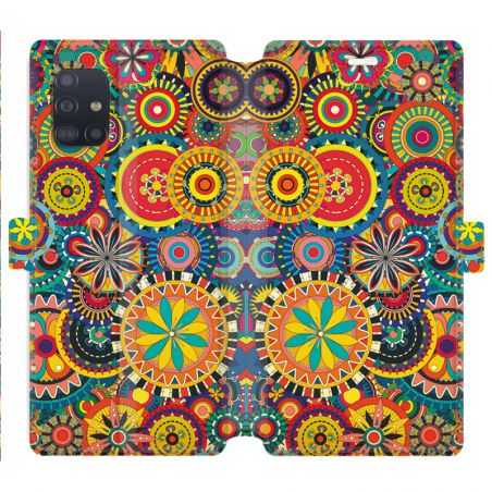 Housse cuir portefeuille pour Samsung Galaxy A51 Psychedelic Roue