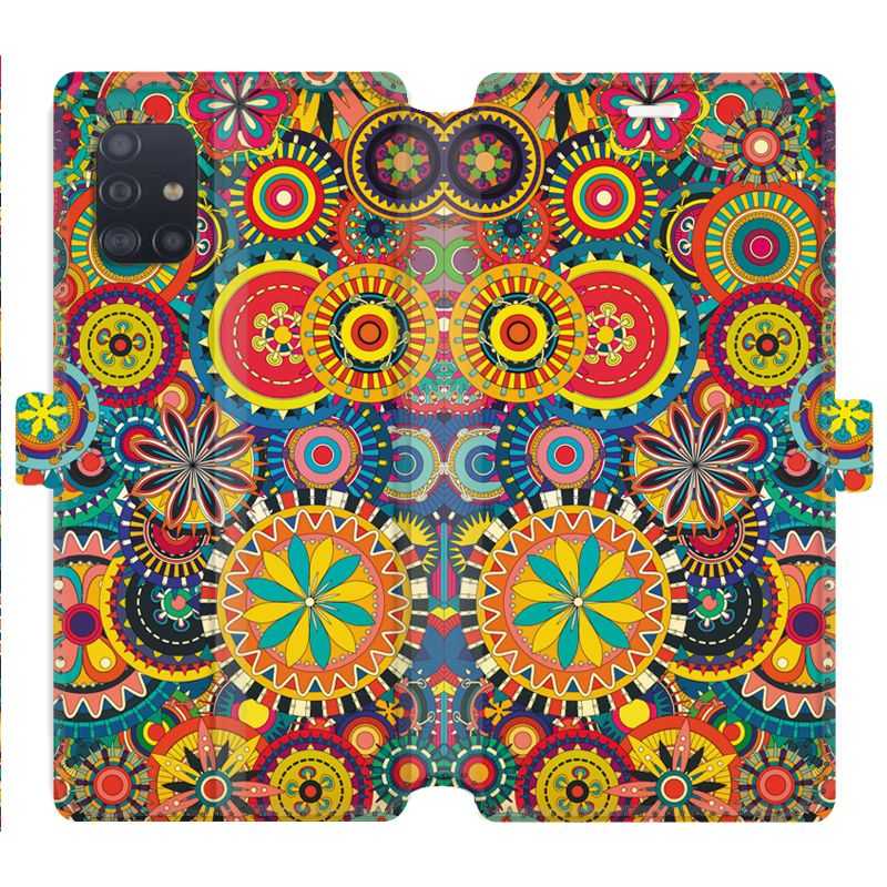Housse cuir portefeuille pour Samsung Galaxy A51 Psychedelic Roue