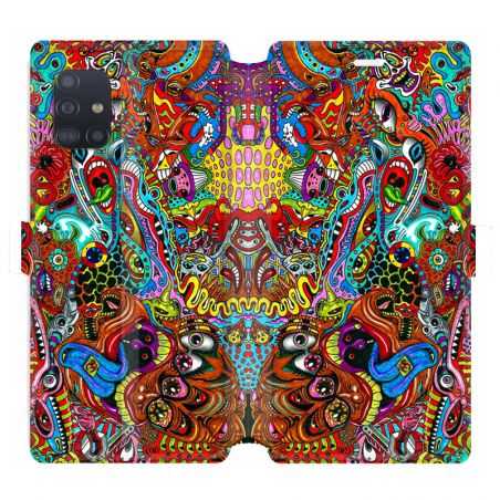 Housse cuir portefeuille pour Samsung Galaxy A51 Psychedelic Yeux