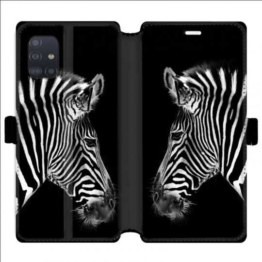 Housse cuir portefeuille pour Samsung Galaxy A51 savane Zebra