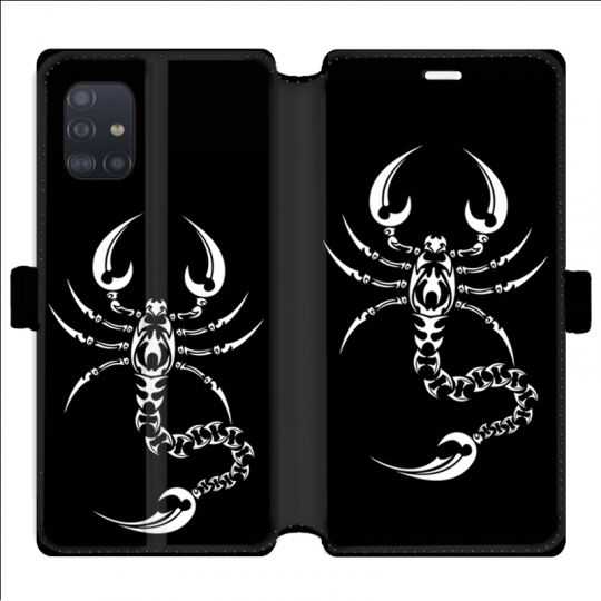 Housse cuir portefeuille pour Samsung Galaxy A51 scorpion