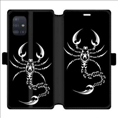Housse cuir portefeuille pour Samsung Galaxy A51 scorpion