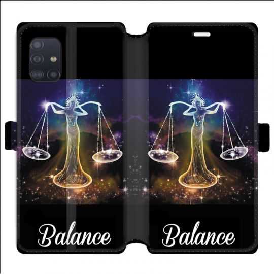 Housse cuir portefeuille pour Samsung Galaxy A51 signe zodiaque 2 Balance