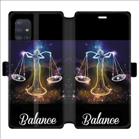 Housse cuir portefeuille pour Samsung Galaxy A51 signe zodiaque 2 Balance