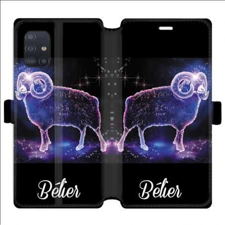Housse cuir portefeuille pour Samsung Galaxy A51 signe zodiaque 2 Bélier