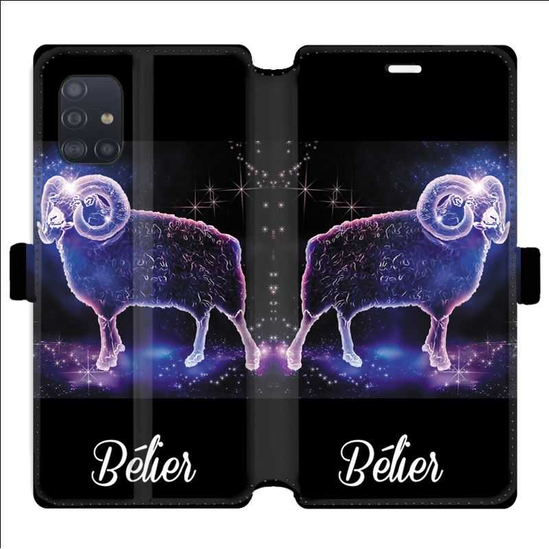 Housse cuir portefeuille pour Samsung Galaxy A51 signe zodiaque 2 Bélier