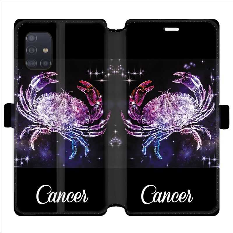 Housse cuir portefeuille pour Samsung Galaxy A51 signe zodiaque 2 Cancer