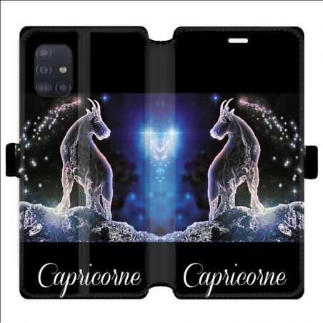 Housse cuir portefeuille pour Samsung Galaxy A51 signe zodiaque 2 Capricorne