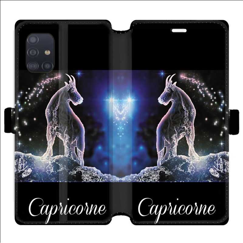 Housse cuir portefeuille pour Samsung Galaxy A51 signe zodiaque 2 Capricorne