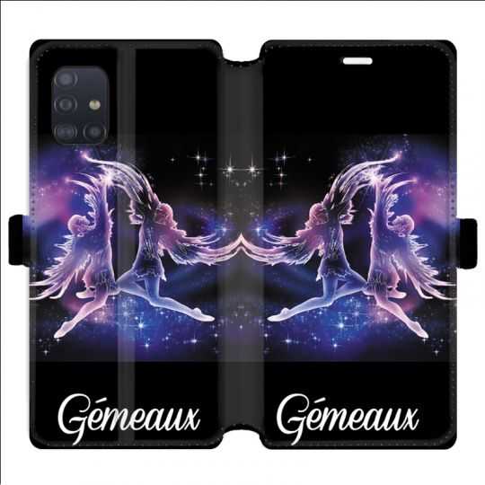 Housse cuir portefeuille pour Samsung Galaxy A51 signe zodiaque 2 Gémeaux