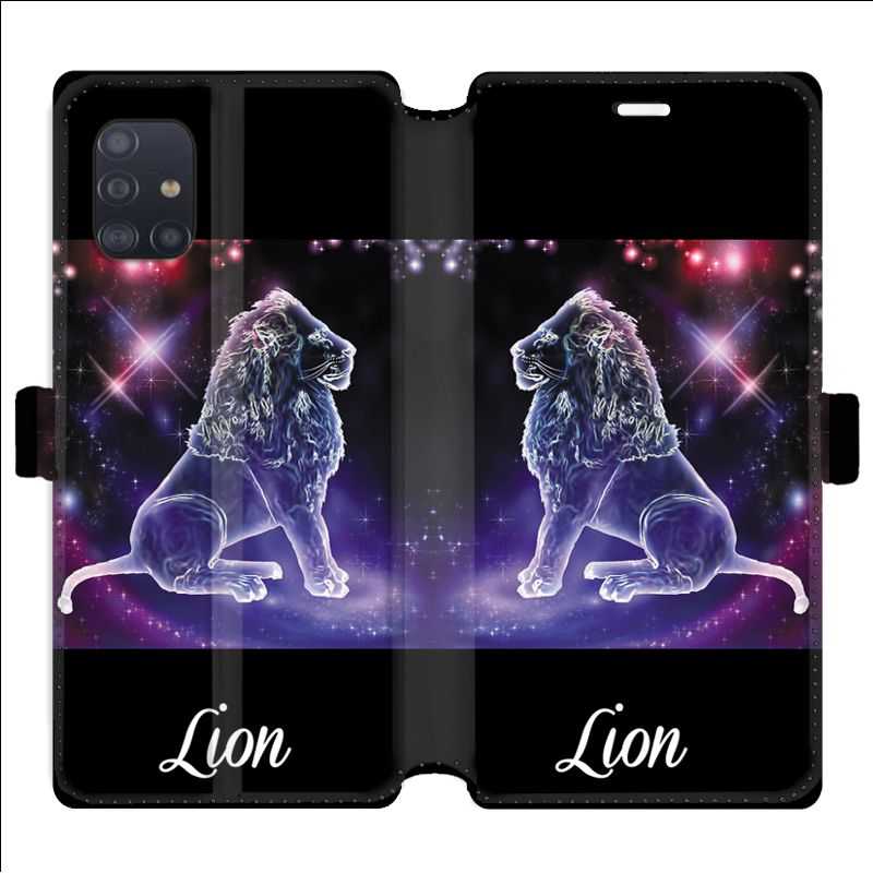 Housse cuir portefeuille pour Samsung Galaxy A51 signe zodiaque 2 Lion