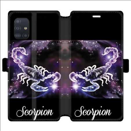 Housse cuir portefeuille pour Samsung Galaxy A51 signe zodiaque 2 Scorpion