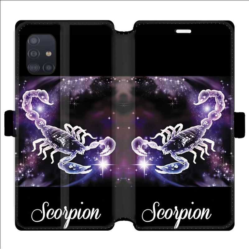 Housse cuir portefeuille pour Samsung Galaxy A51 signe zodiaque 2 Scorpion