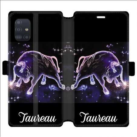 Housse cuir portefeuille pour Samsung Galaxy A51 signe zodiaque 2 Taureau
