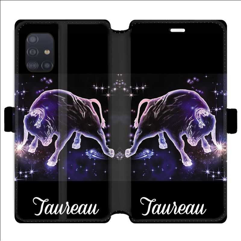 Housse cuir portefeuille pour Samsung Galaxy A51 signe zodiaque 2 Taureau
