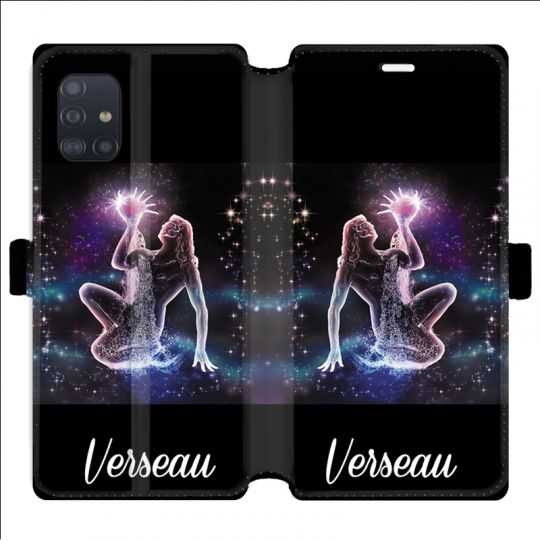Housse cuir portefeuille pour Samsung Galaxy A51 signe zodiaque 2 Verseau