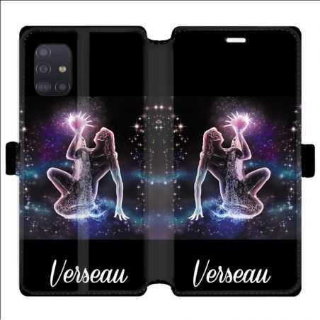 Housse cuir portefeuille pour Samsung Galaxy A51 signe zodiaque 2 Verseau