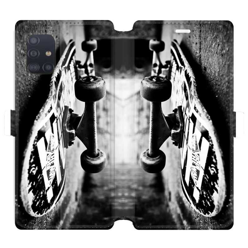 Housse cuir portefeuille pour Samsung Galaxy A51 Skate Vintage