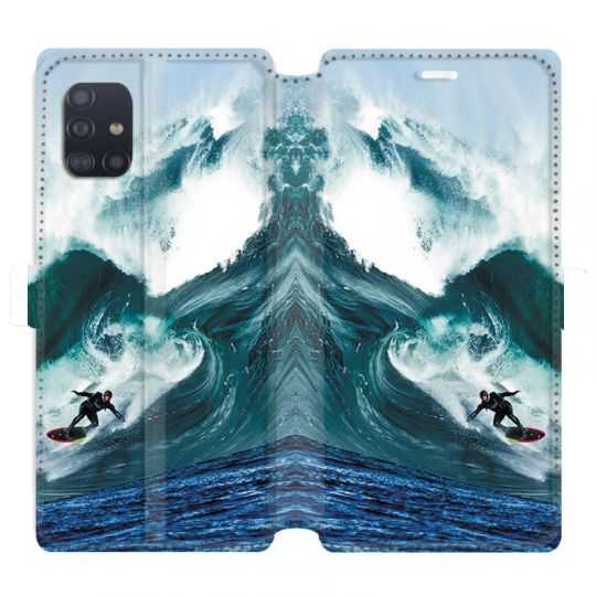 Housse cuir portefeuille pour Samsung Galaxy A51 Surf vague