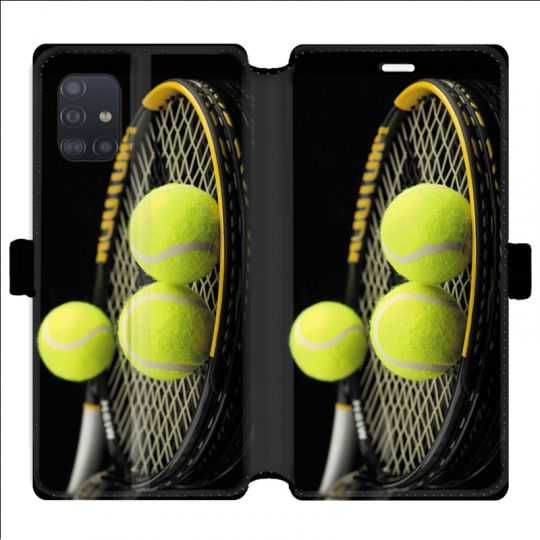 Housse cuir portefeuille pour Samsung Galaxy A51 Tennis Balls