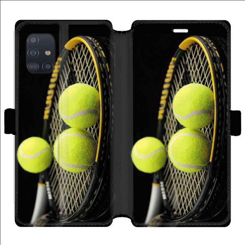 Housse cuir portefeuille pour Samsung Galaxy A51 Tennis Balls