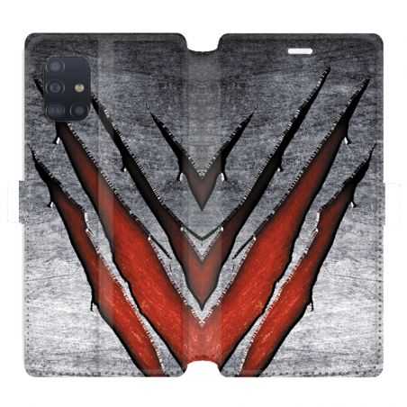 Housse cuir portefeuille pour Samsung Galaxy A51 Texture beton