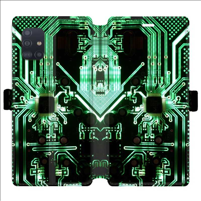 Housse cuir portefeuille pour Samsung Galaxy A51 Trompe Oeil composant