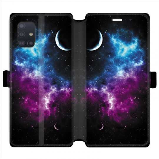 Housse cuir portefeuille pour Samsung Galaxy A51 Univers Bleu violet