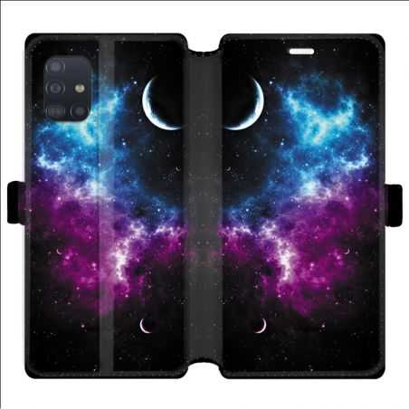 Housse cuir portefeuille pour Samsung Galaxy A51 Univers Bleu violet
