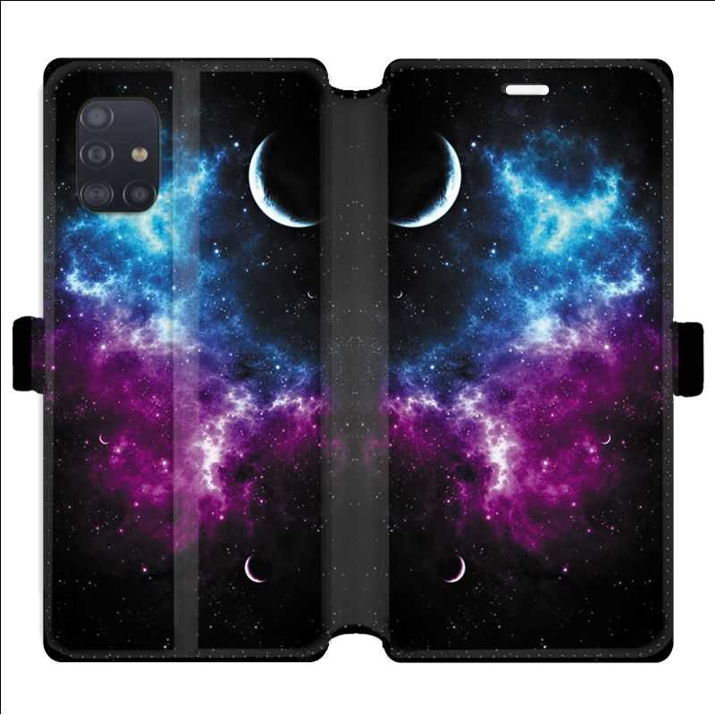 Housse cuir portefeuille pour Samsung Galaxy A51 Univers Bleu violet