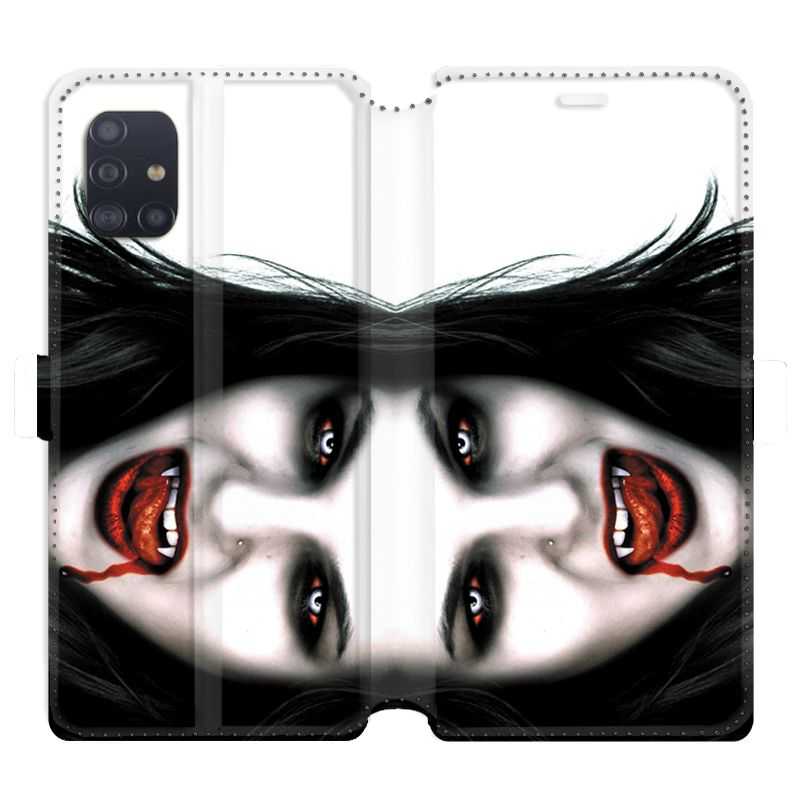 Housse cuir portefeuille pour Samsung Galaxy A51 Vampire blanc