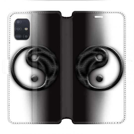 Housse cuir portefeuille pour Samsung Galaxy A51 Yin Yang 3d