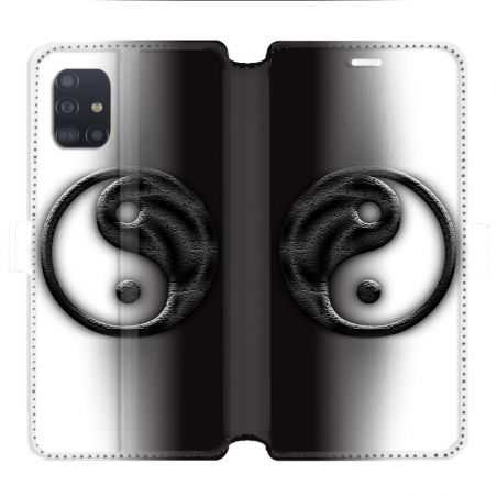 Housse cuir portefeuille pour Samsung Galaxy A51 Yin Yang 3d