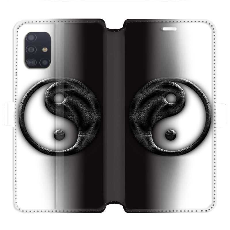 Housse cuir portefeuille pour Samsung Galaxy A51 Yin Yang 3d