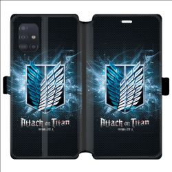 Housse cuir portefeuille pour Samsung Galaxy A51 Manga Attaque titans noir