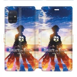 Housse cuir portefeuille pour Samsung Galaxy A51 Manga Attaque titans Soleil
