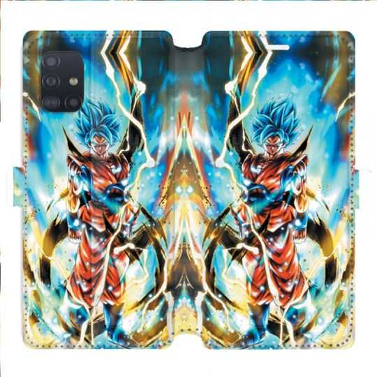 Housse cuir portefeuille pour Samsung Galaxy A51 Manga Dragon Ball Sangoku Blanc