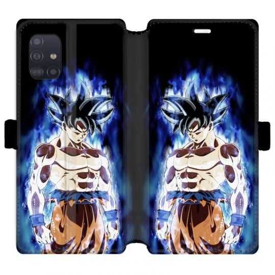 Housse cuir portefeuille pour Samsung Galaxy A51 Manga Dragon Ball Sangoku Noir