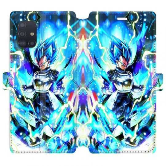 Housse cuir portefeuille pour Samsung Galaxy A51 Manga Dragon Ball Vegeta Bleu