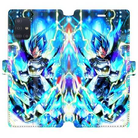 Housse cuir portefeuille pour Samsung Galaxy A51 Manga Dragon Ball Vegeta Bleu