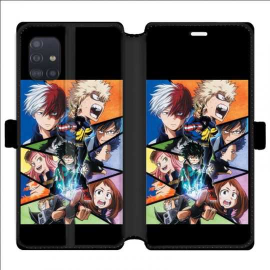 Housse cuir portefeuille pour Samsung Galaxy A51 Manga My hero academia noir