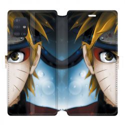 Housse cuir portefeuille pour Samsung Galaxy A51 Manga Naruto blanc