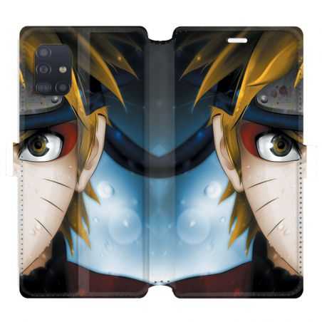 Housse cuir portefeuille pour Samsung Galaxy A51 Manga Naruto blanc