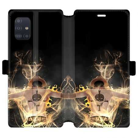 Housse cuir portefeuille pour Samsung Galaxy A51 Manga One Piece Ace noir