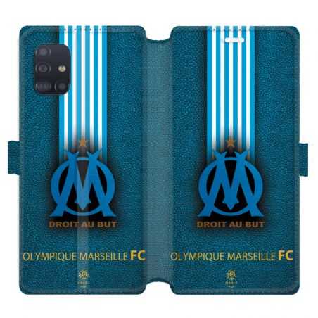 Housse cuir portefeuille pour Samsung Galaxy A51 Olympique Marseille OM Bande