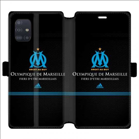Housse cuir portefeuille pour Samsung Galaxy A51 Olympique Marseille OM Fier etre Marseillais