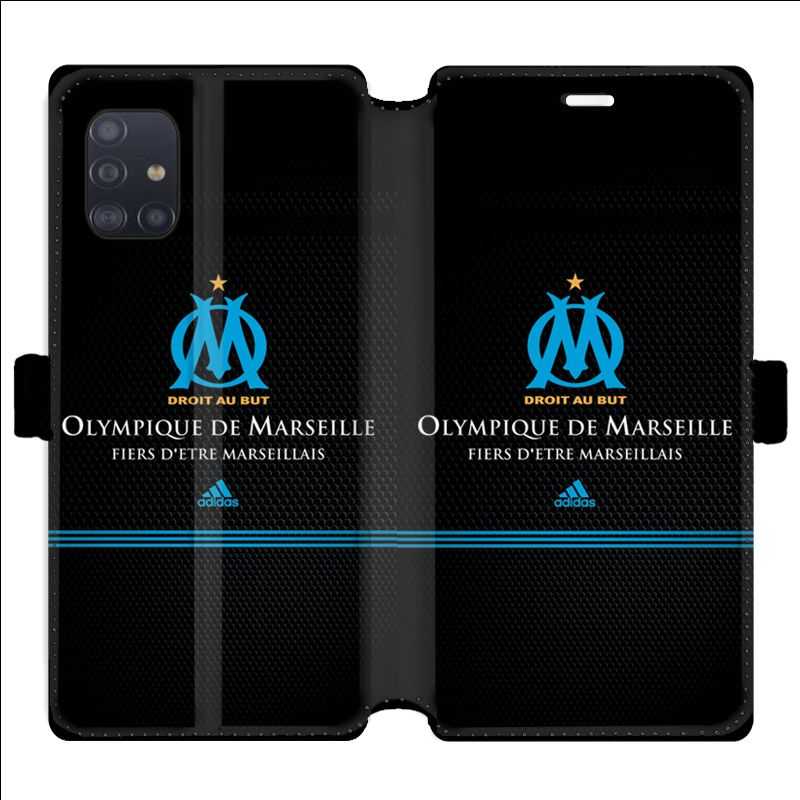 Housse cuir portefeuille pour Samsung Galaxy A51 Olympique Marseille OM Fier etre Marseillais